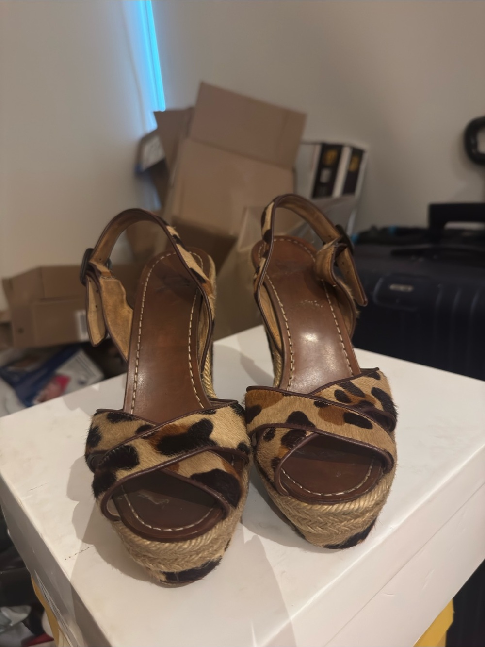 Christian Louboutin Leopard Calf-Hair Espadrille Platform Sandals - Brown/Black